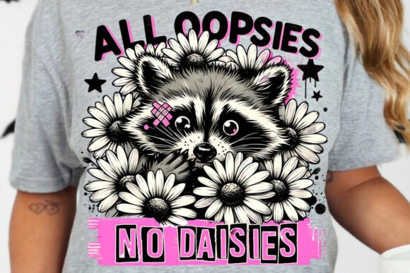 Adorable Raccoon Clipart: Oopsies No Daisies PNG for Crafts