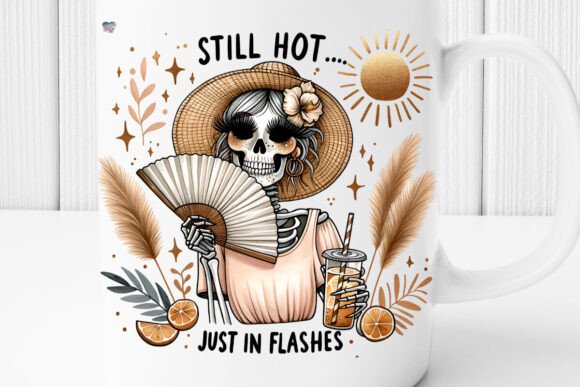 Hot Flash Summer Menopause PNG Skeleton: A Sassy Design Asset