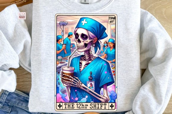 Humor and Healing: The Funny Nurse Tarot Card PNG Design