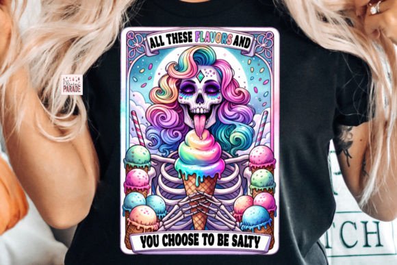 Salty Skeleton Tarot PNG Ice Cream: A Design Asset for Bold Branding