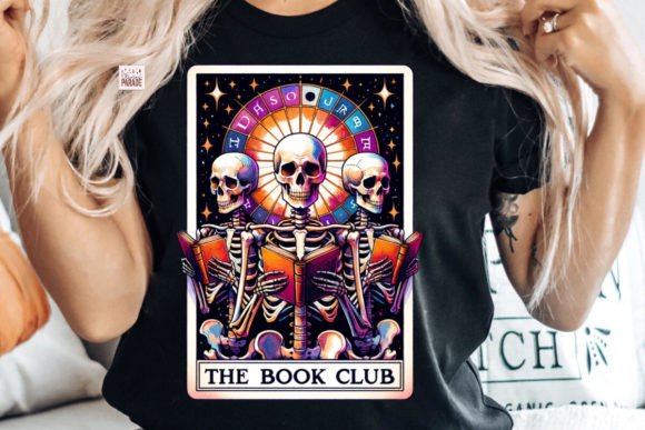 The Book Club Skeleton Tarot Card PNG: A Design Asset with Mystical Charm
