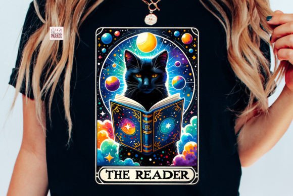 The Celestial Cat Tarot Card PNG: A Design Asset for Book Lovers